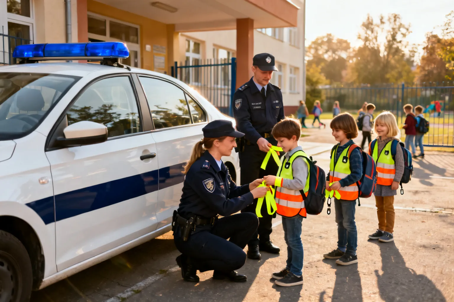 Policjanci w SP 58 przypomnieli o noszeniu odblasków