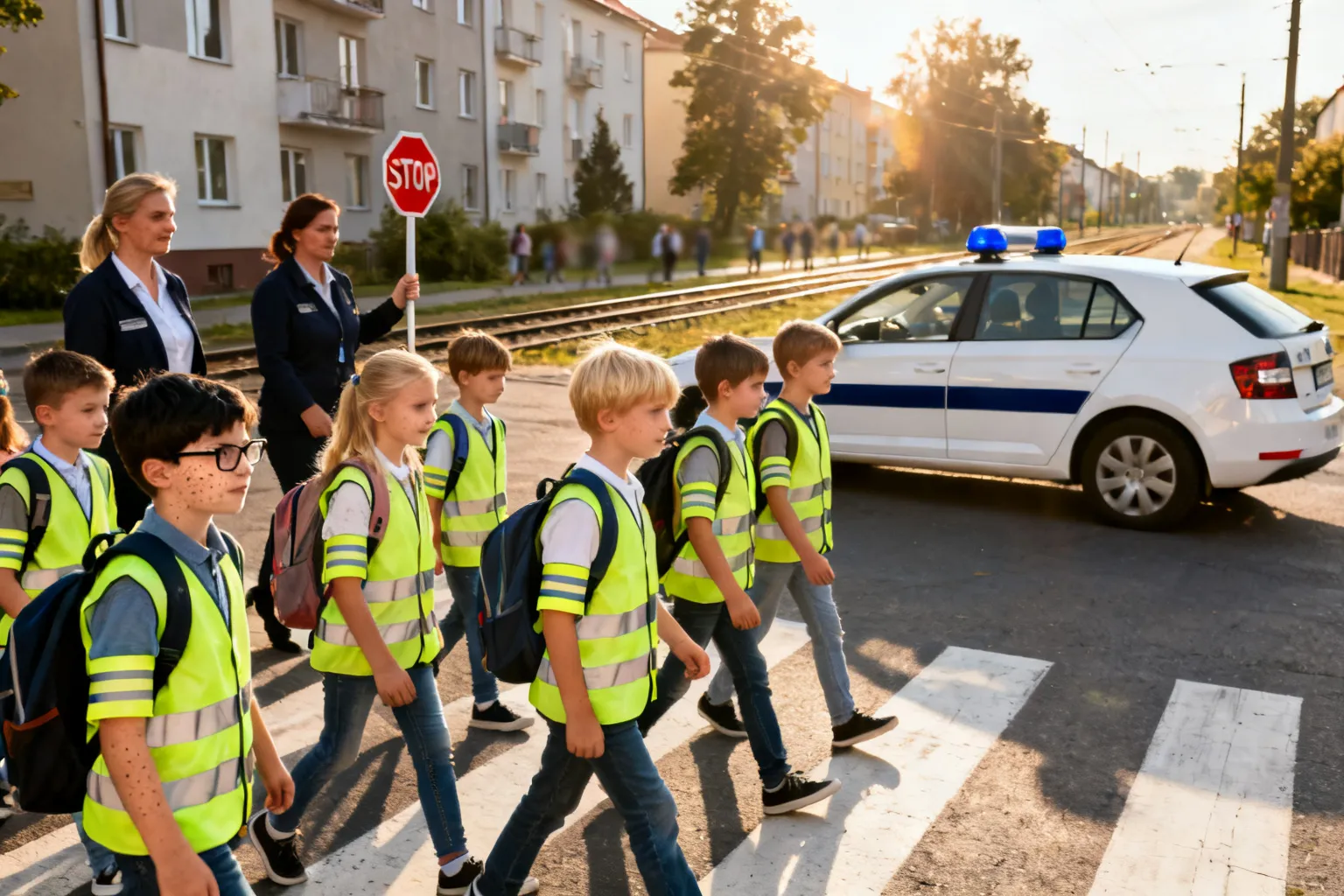 Odblaskowy przemarsz uczniów Szkoły Podstawowej nr 75 w Krakowie