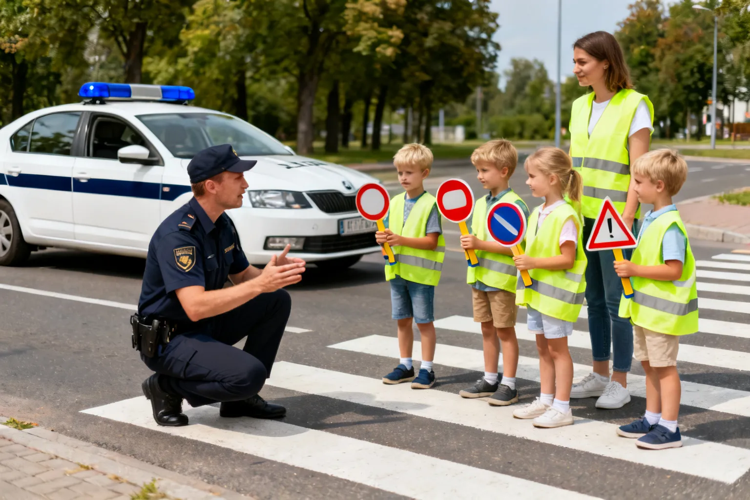 Policjanci rozmawiali z przedszkolakami o bezpiecznej drodze