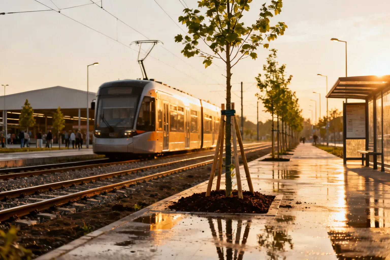 Remont Grzegórzeckiej — tramwaje wracają, posadzono nowe drzewa przy Hali Targowej