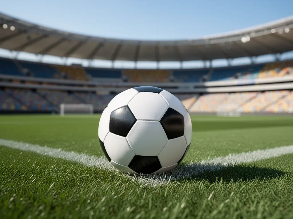 Piłka nożna na murawie stadionu, symbolizująca zawodowy futbol i zarobki piłkarzy w polskiej Ekstraklasie.