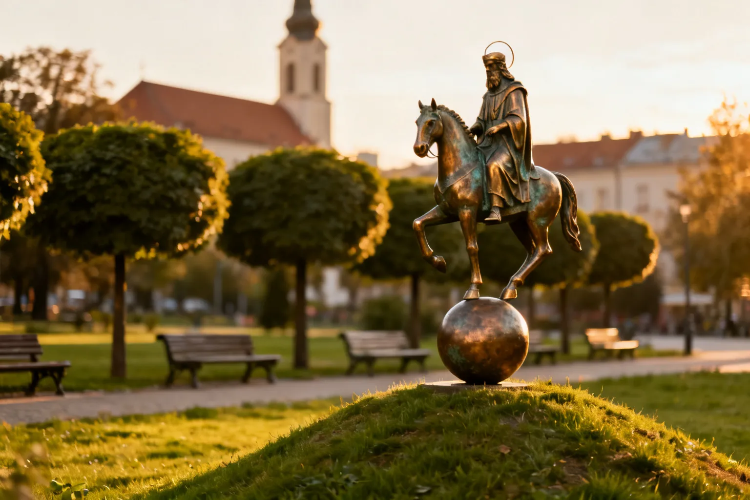 Rzeźba św. Marcina na Srebrnej Górze w Krakowie — dzieło Jerzego Kędziory