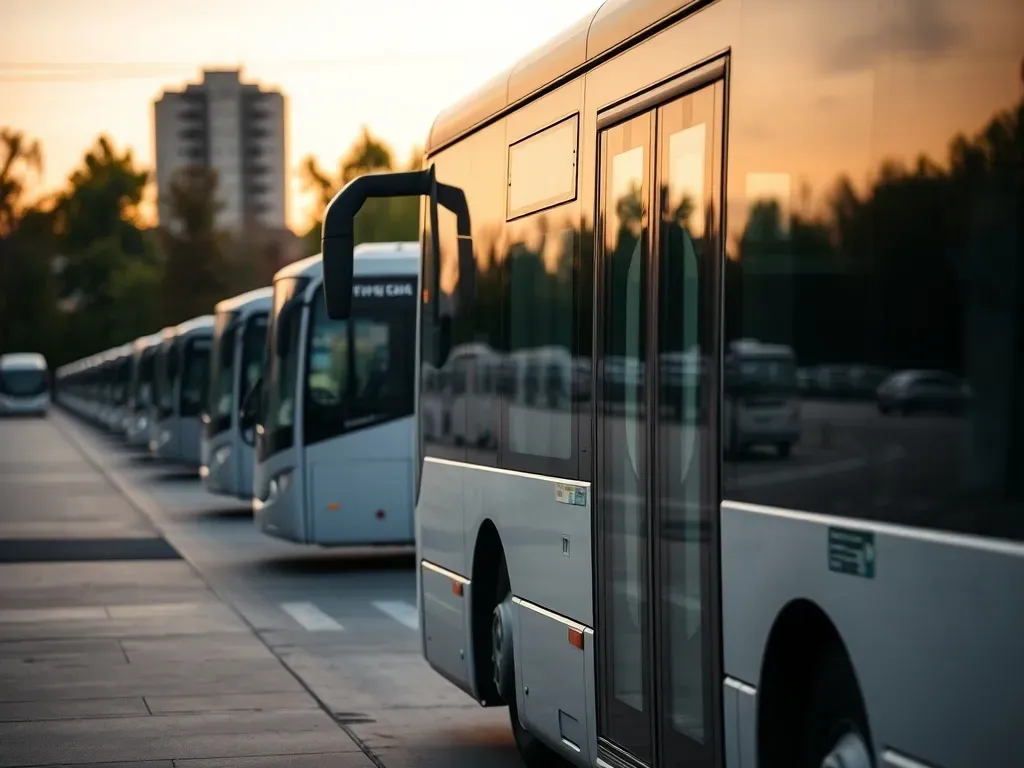 Nowoczesny autobus na zajezdni w Warszawie, gotowy do pracy, symbolizuje zawód i zarobki kierowcy autobusu.
