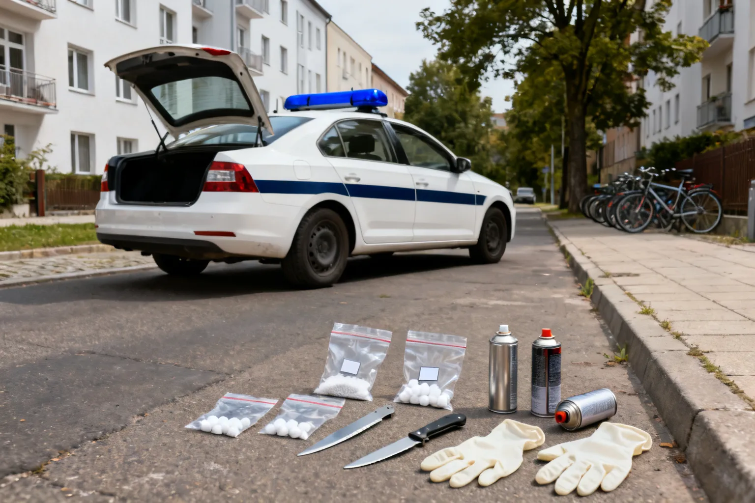 Kraków: zatrzymania po malowaniu graffiti. W samochodzie znaleziono narkotyki i niebezpieczne przedmioty