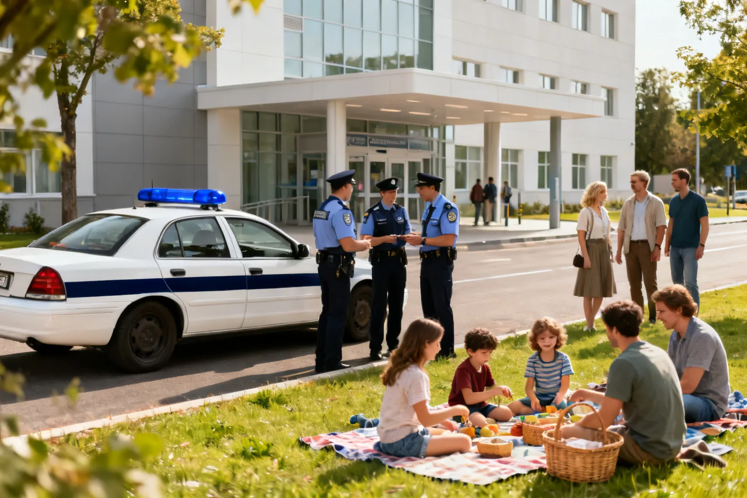 Piknik integracyjny przy Szpitalu im. Stefana Żeromskiego z udziałem policjantów